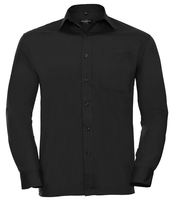 Long sleeve polycotton easycare poplin shirt