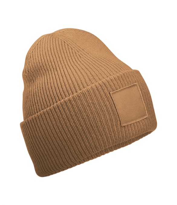 Deep-cuffed tonal patch beanie
