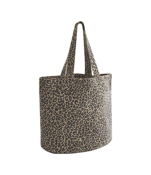 Leopard print canvas shopper