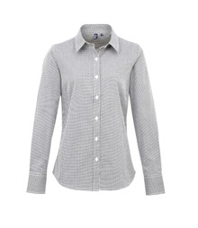 Women's Microcheck (Gingham) long sleeve cotton shirt