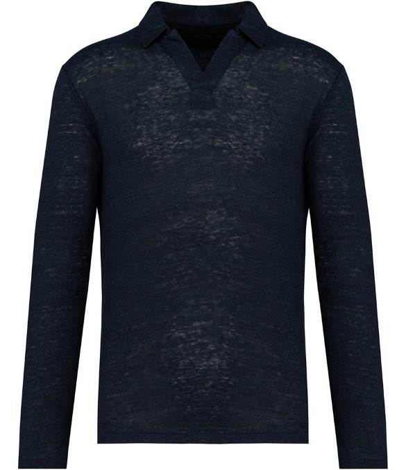 Spasso Long Sleeve Linen Polo Shirt